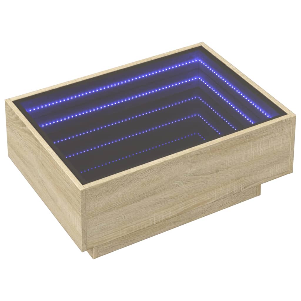 LED-Couchtisch Sonoma Eiche 70x50x30 cm Holzwerkstoff