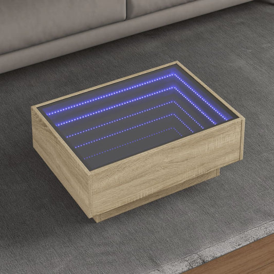 Table basse LED Chêne Sonoma 70x50x30 cm en bois