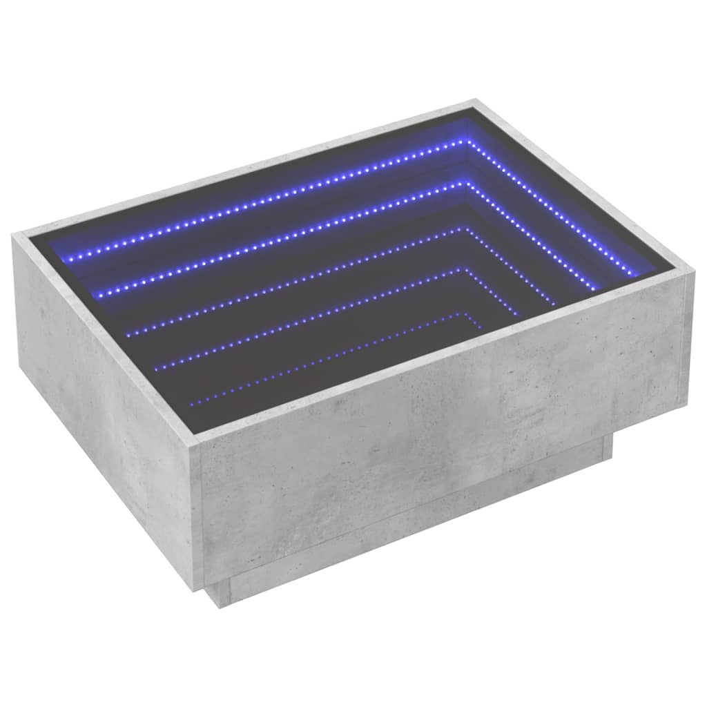 Table basse LED gris béton 70x50x30 cm en bois