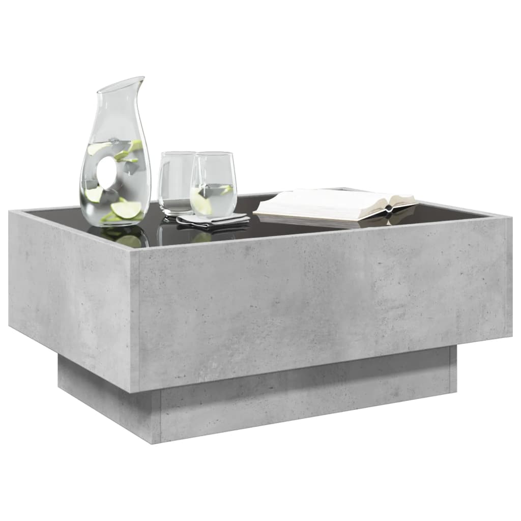 Table basse LED gris béton 70x50x30 cm en bois