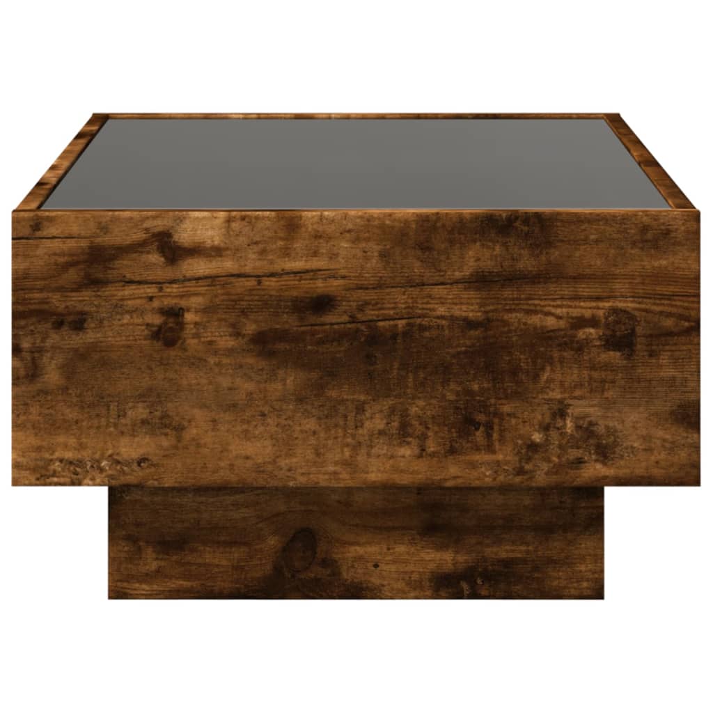 Table basse LED chêne fumé 70x50x30 cm matériau bois