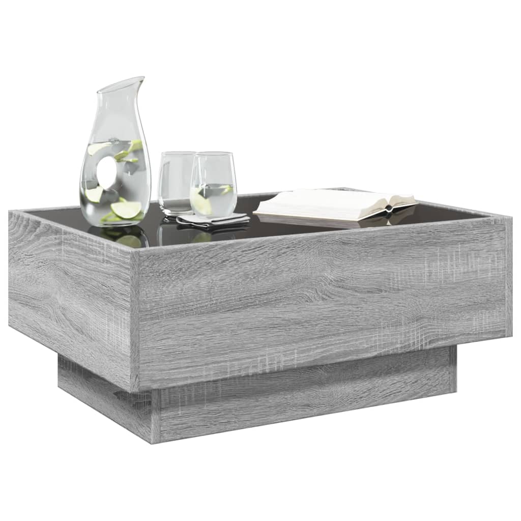 Table basse LED grise Sonoma 70x50x30 cm en bois