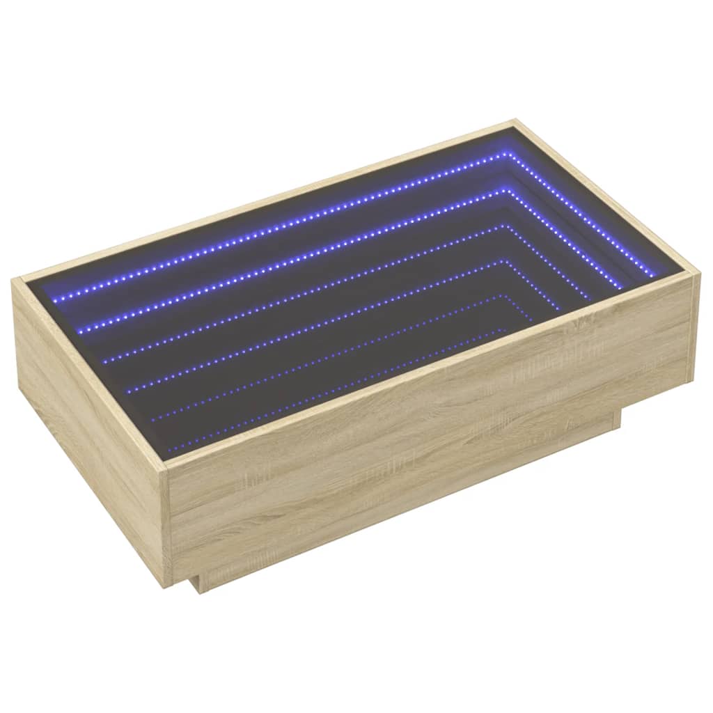 Table basse LED Chêne Sonoma 90x50x30 cm en bois