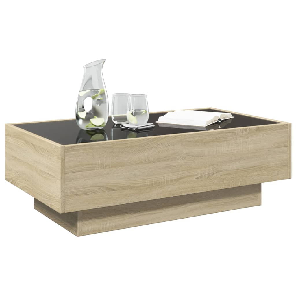 Table basse LED Chêne Sonoma 90x50x30 cm en bois