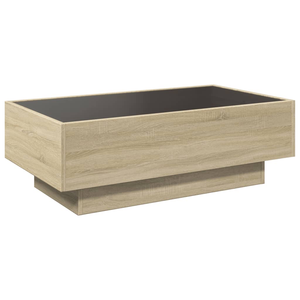 LED-Couchtisch Sonoma Eiche 90x50x30 cm Holzwerkstoff