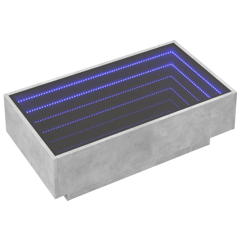 LED-Couchtisch Betongrau 90x50x30 cm Holzwerkstoff