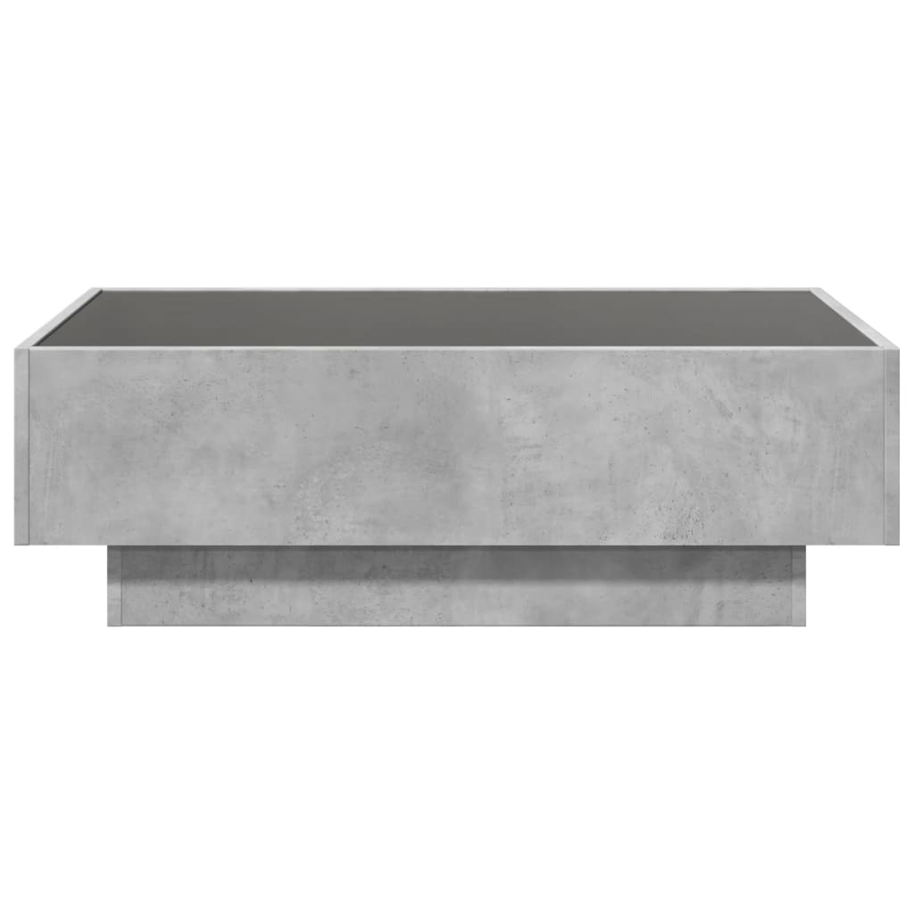 Table basse LED gris béton 90x50x30 cm en bois