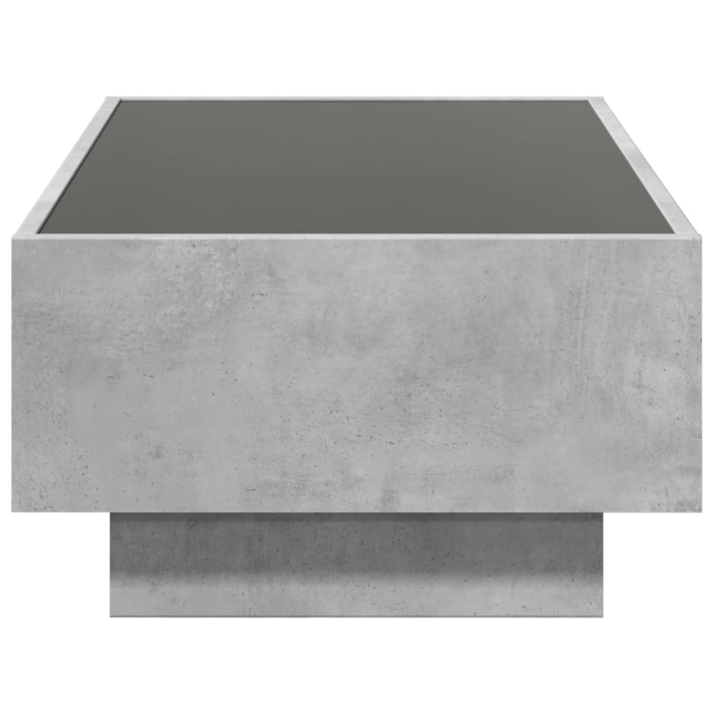 Table basse LED gris béton 90x50x30 cm en bois