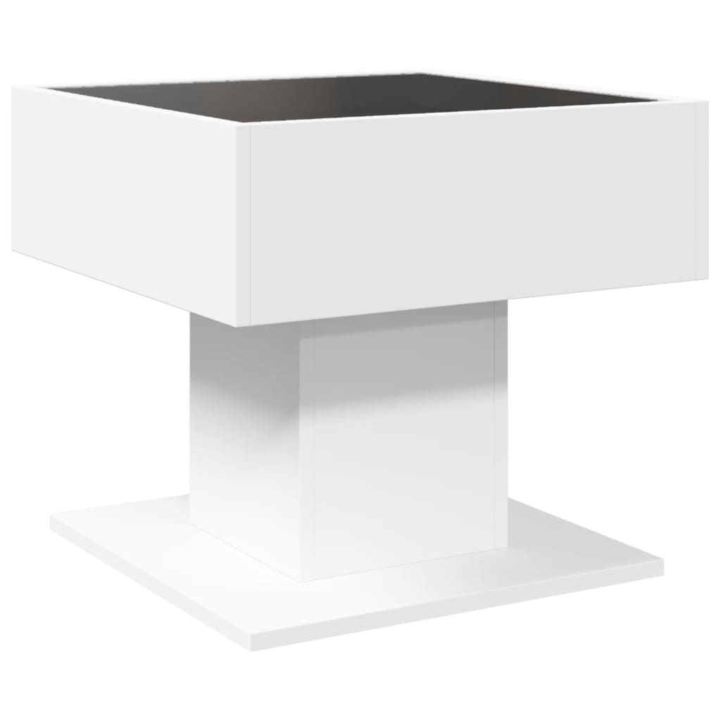 Table basse LED blanche 50x50x45 cm en bois