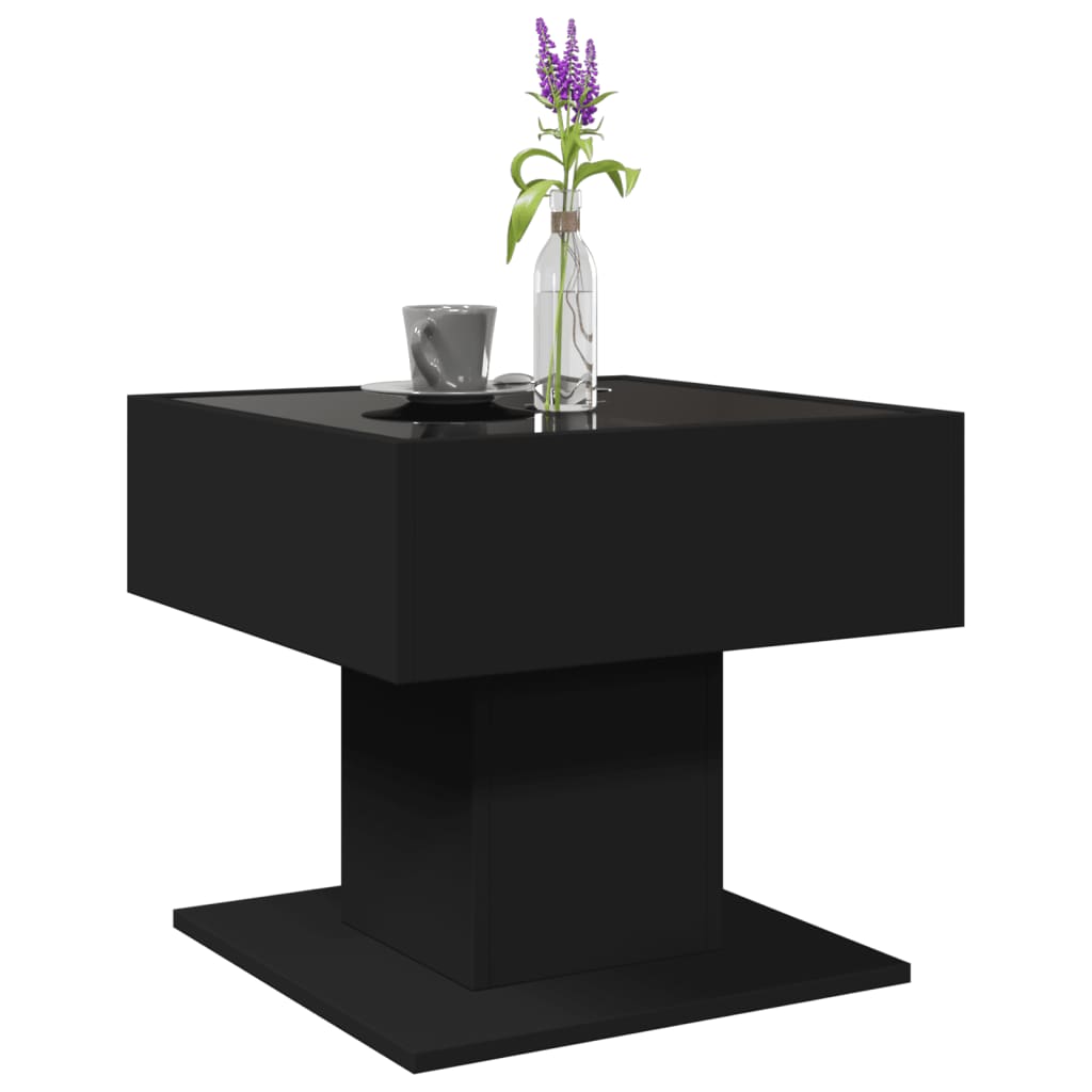 Table basse LED noire 50x50x45 cm en bois