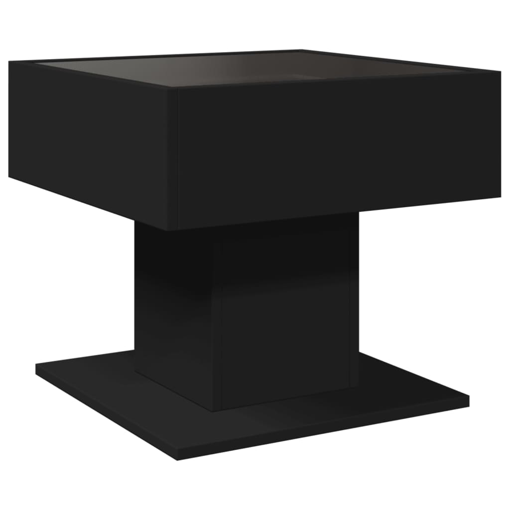 Table basse LED noire 50x50x45 cm en bois