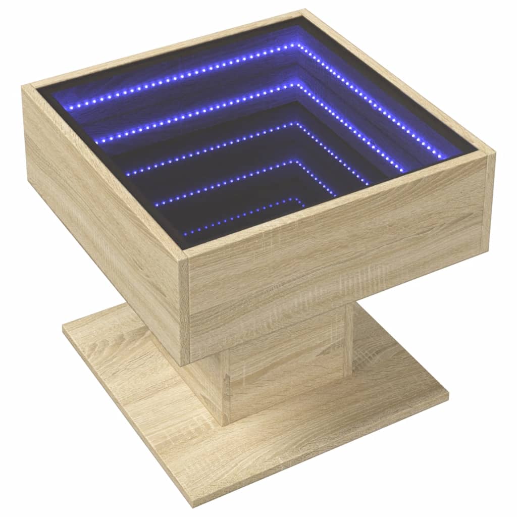 Table basse LED Chêne Sonoma 50x50x45 cm en bois