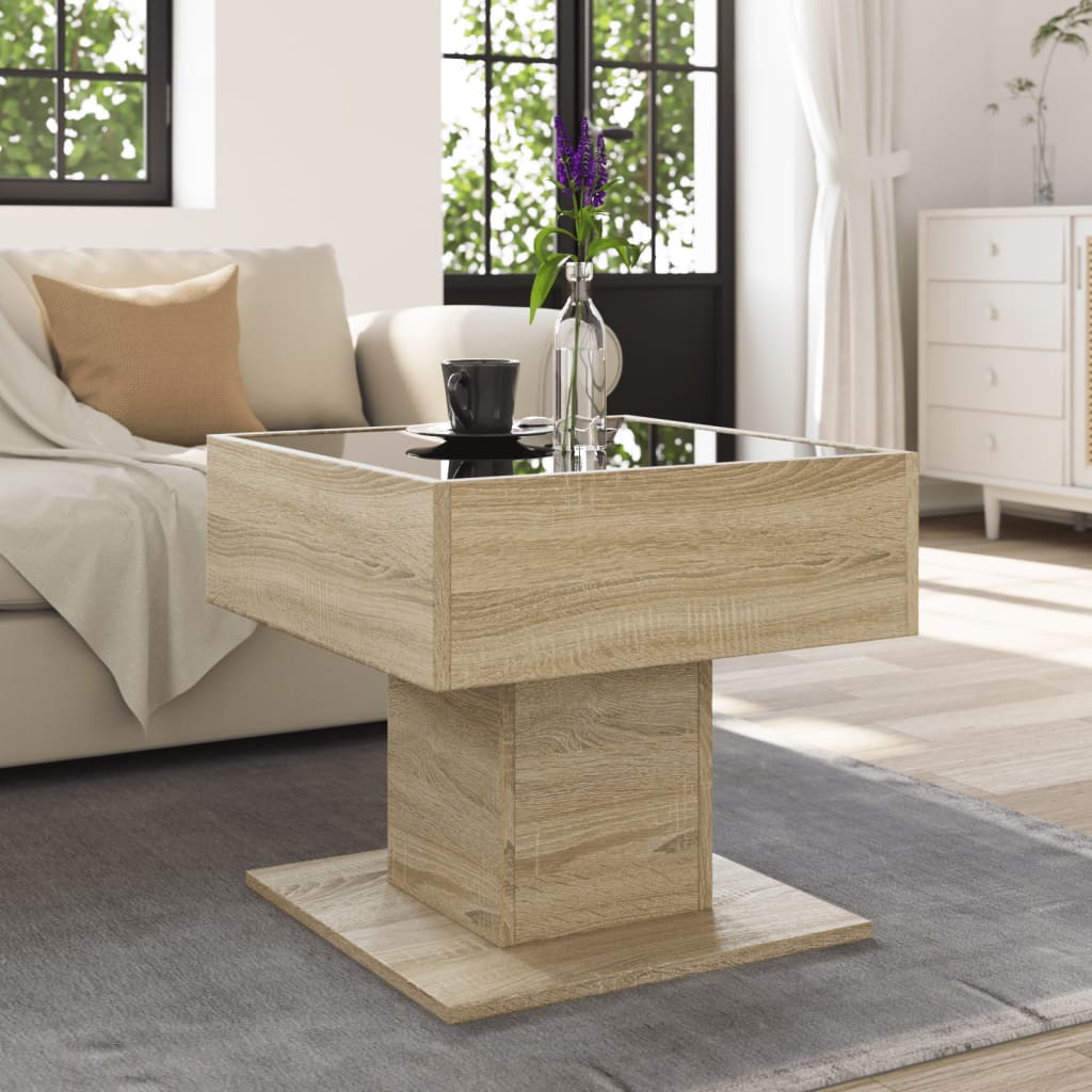 Table basse LED Chêne Sonoma 50x50x45 cm en bois