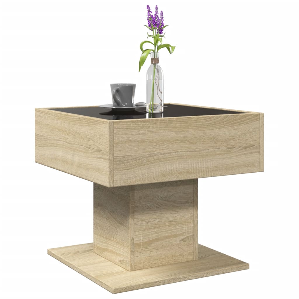 Table basse LED Chêne Sonoma 50x50x45 cm en bois