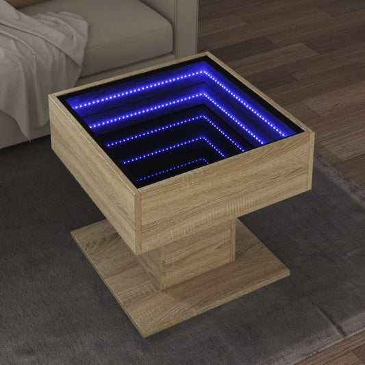 Table basse LED Chêne Sonoma 50x50x45 cm en bois