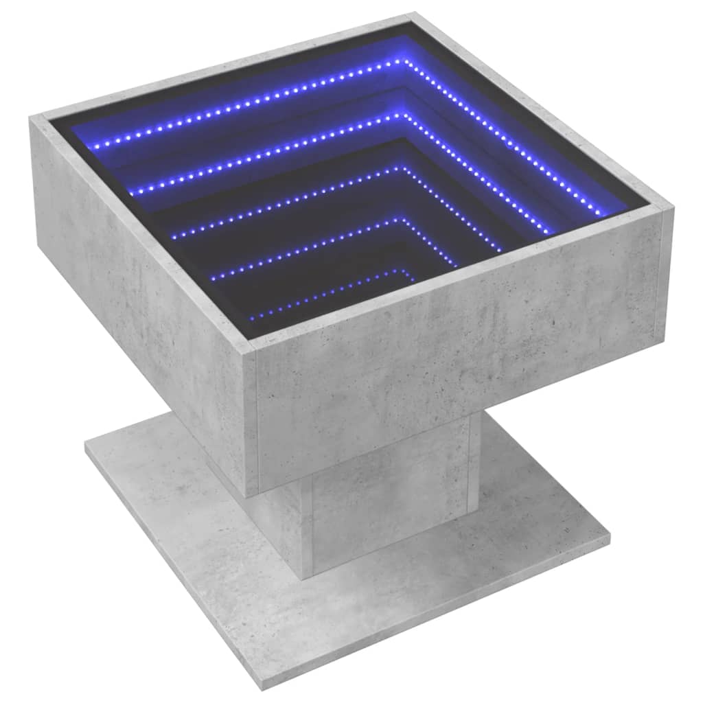 Table basse LED gris béton 50x50x45 cm en bois