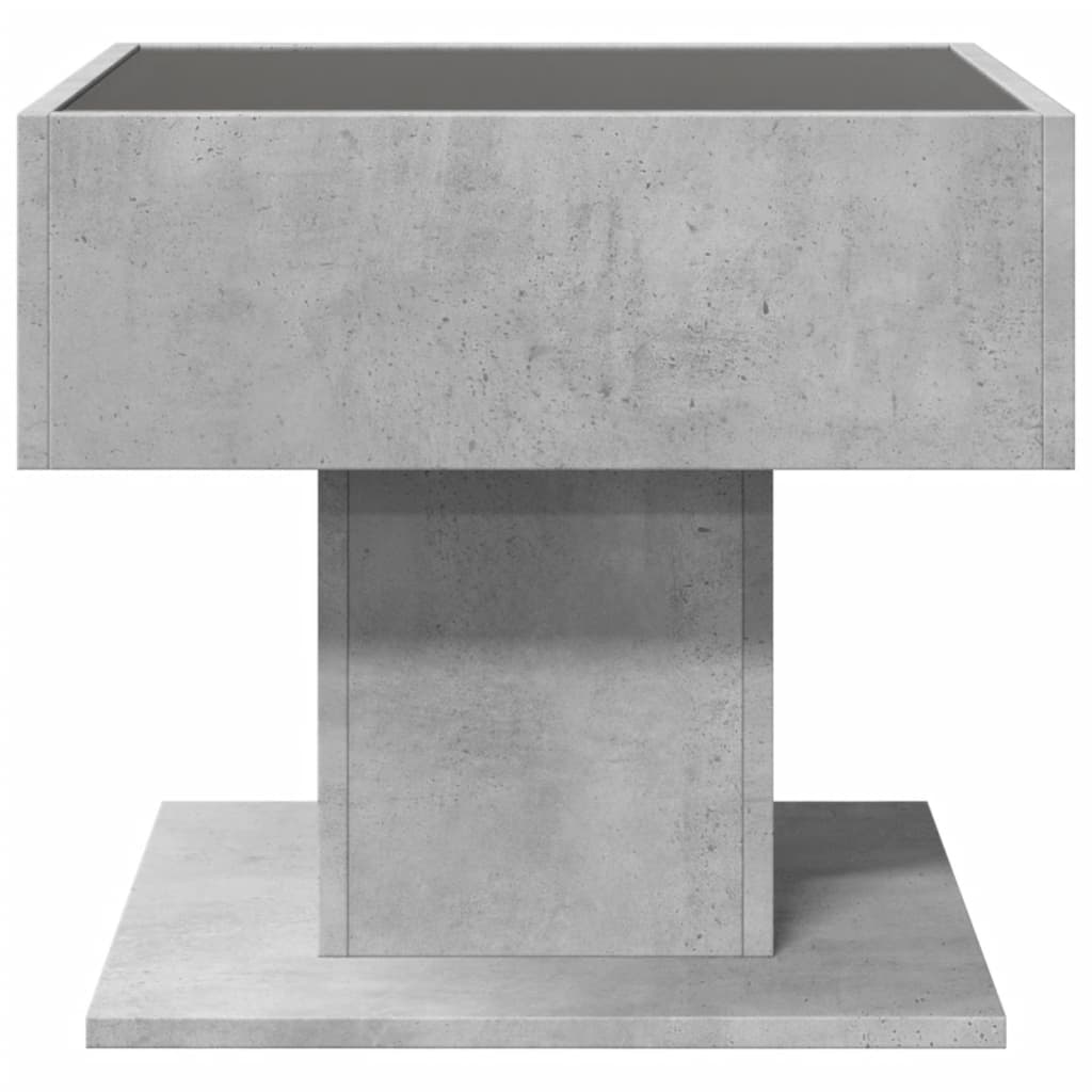 Table basse LED gris béton 50x50x45 cm en bois