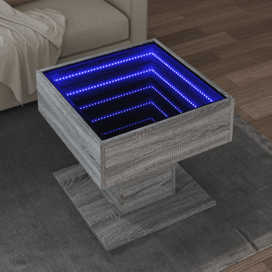 Table basse LED grise Sonoma 50x50x45 cm en bois