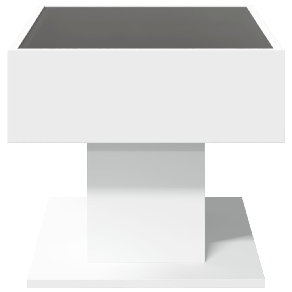 Table basse LED blanche 70x50x45 cm en bois