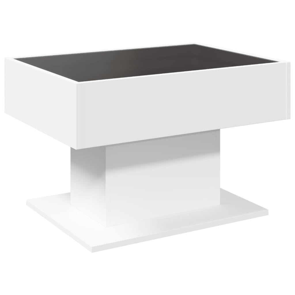 Table basse LED blanche 70x50x45 cm en bois