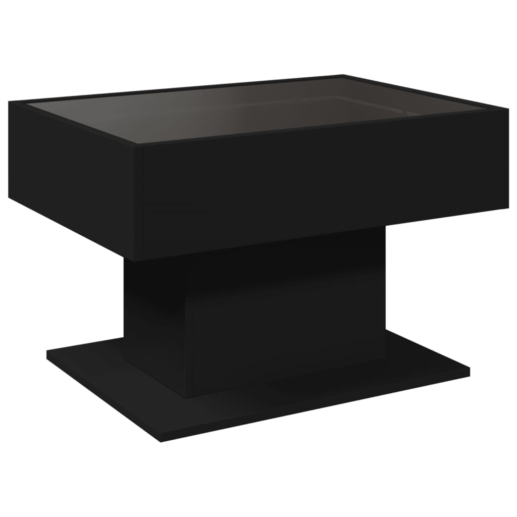 Table basse LED noire 70x50x45 cm en bois