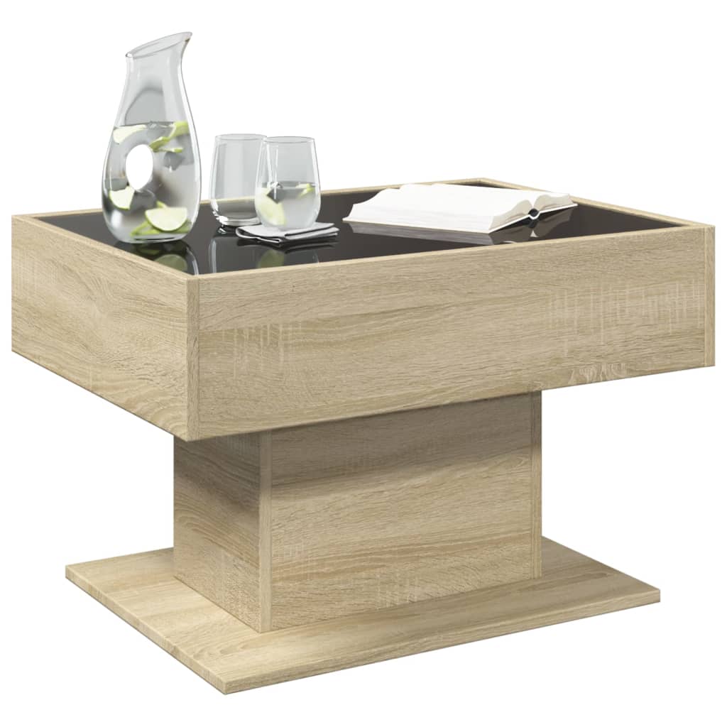 Table basse LED Chêne Sonoma 70x50x45 cm en bois