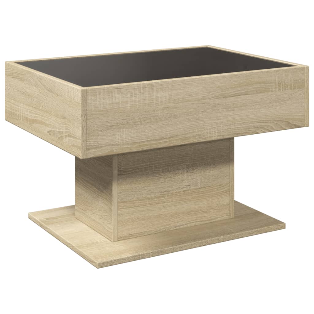 Table basse LED Chêne Sonoma 70x50x45 cm en bois