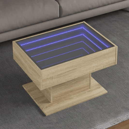 Table basse LED Chêne Sonoma 70x50x45 cm en bois