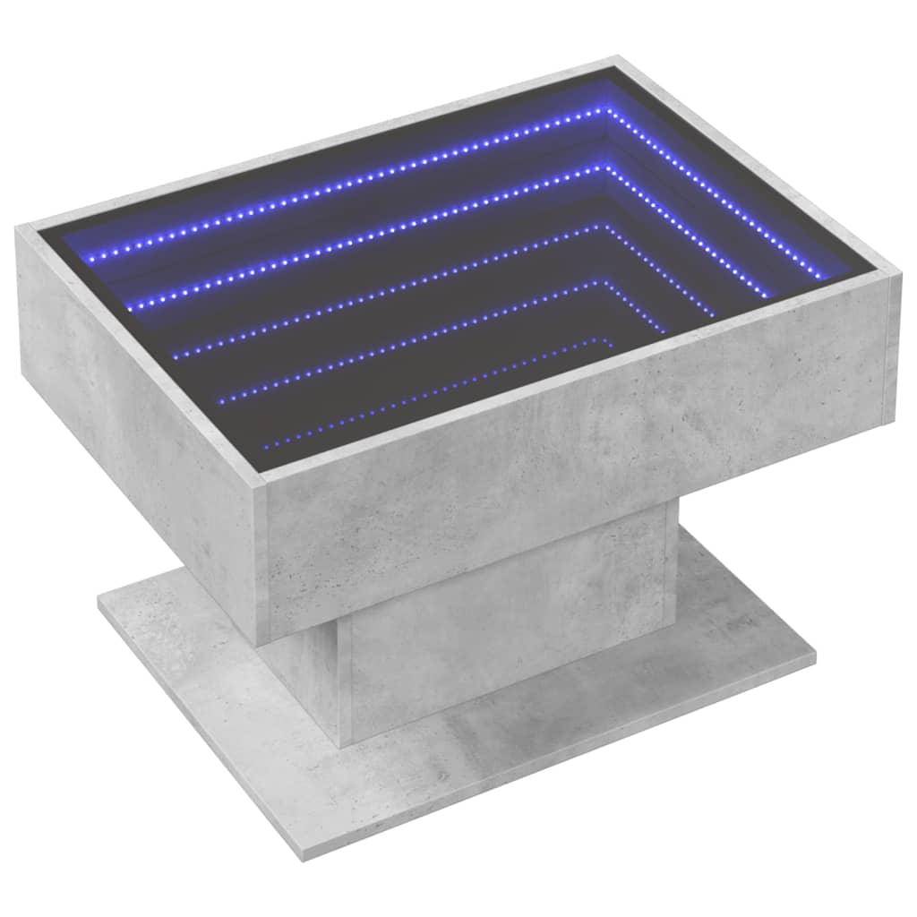 LED-Couchtisch Betongrau 70x50x45 cm Holzwerkstoff