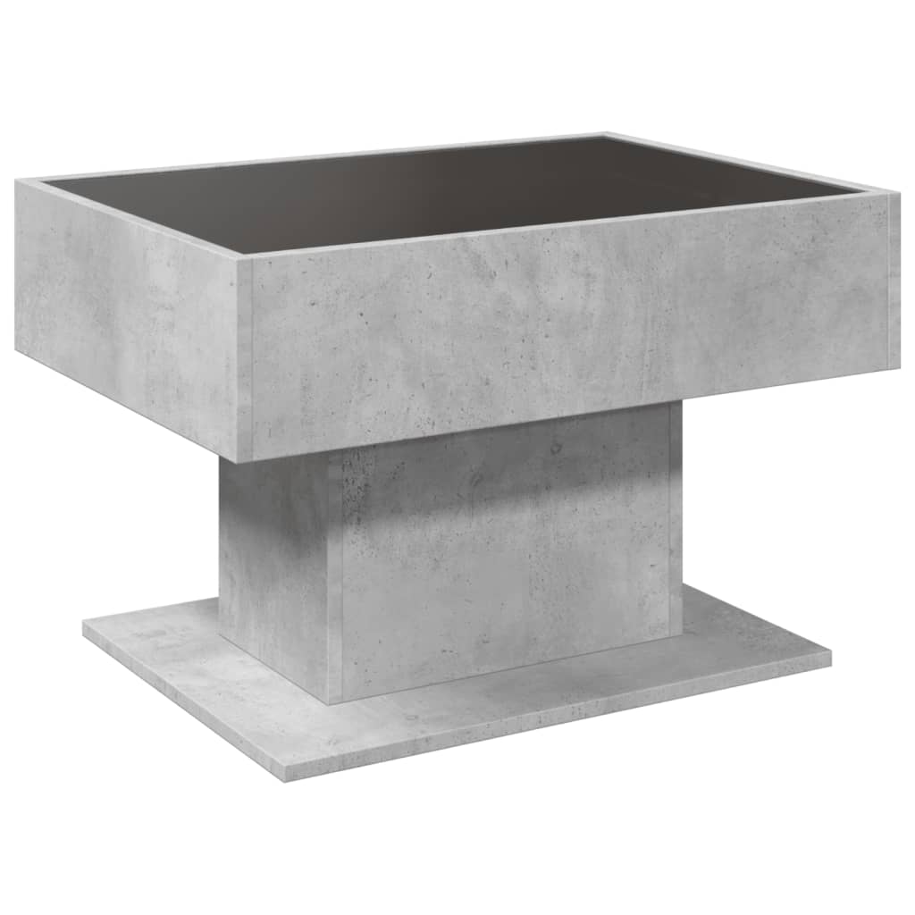 Table basse LED gris béton 70x50x45 cm en bois