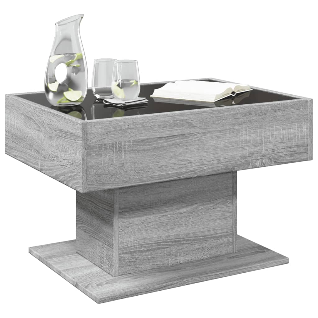 Table basse LED gris Sonoma 70x50x45 cm matière bois