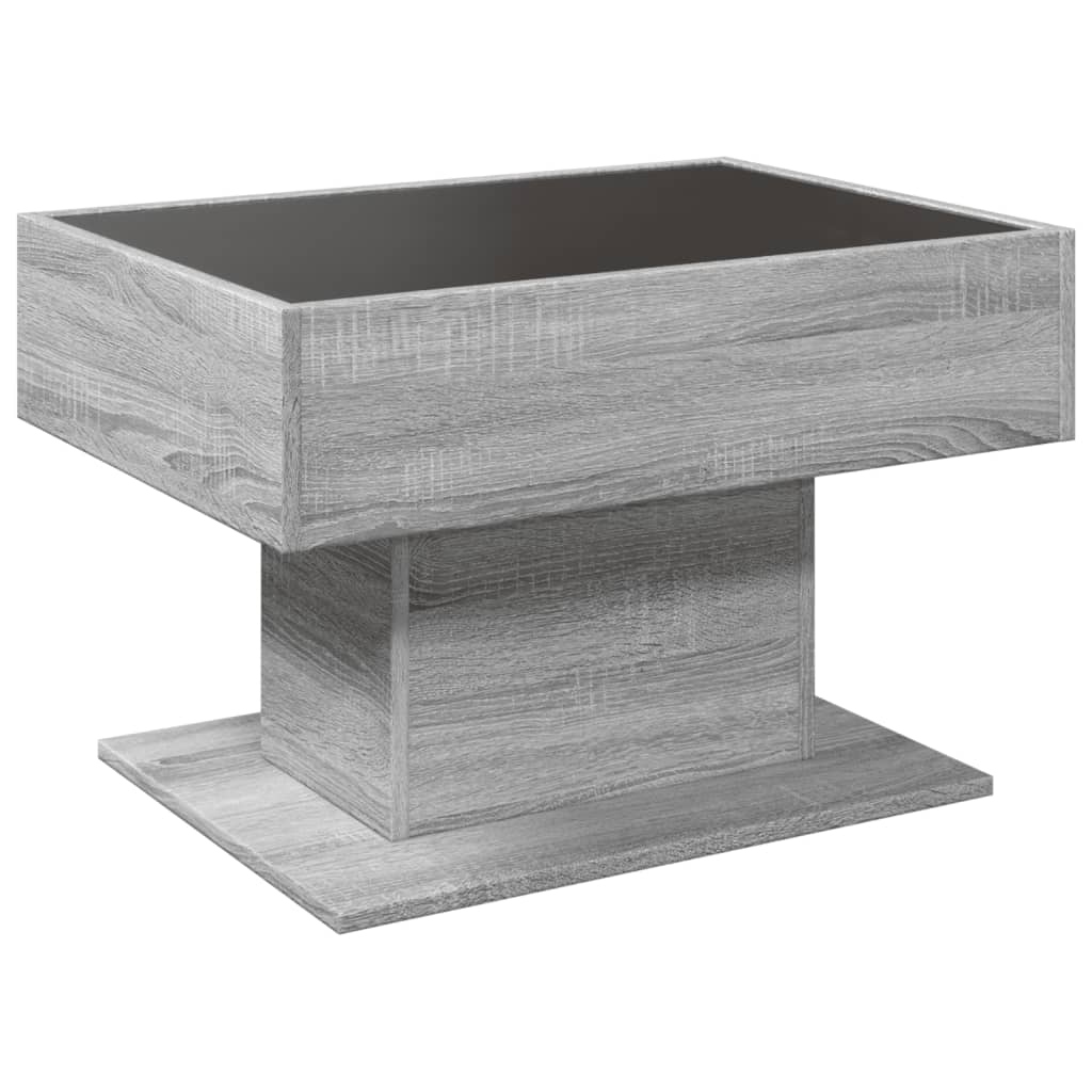 Table basse LED gris Sonoma 70x50x45 cm matière bois