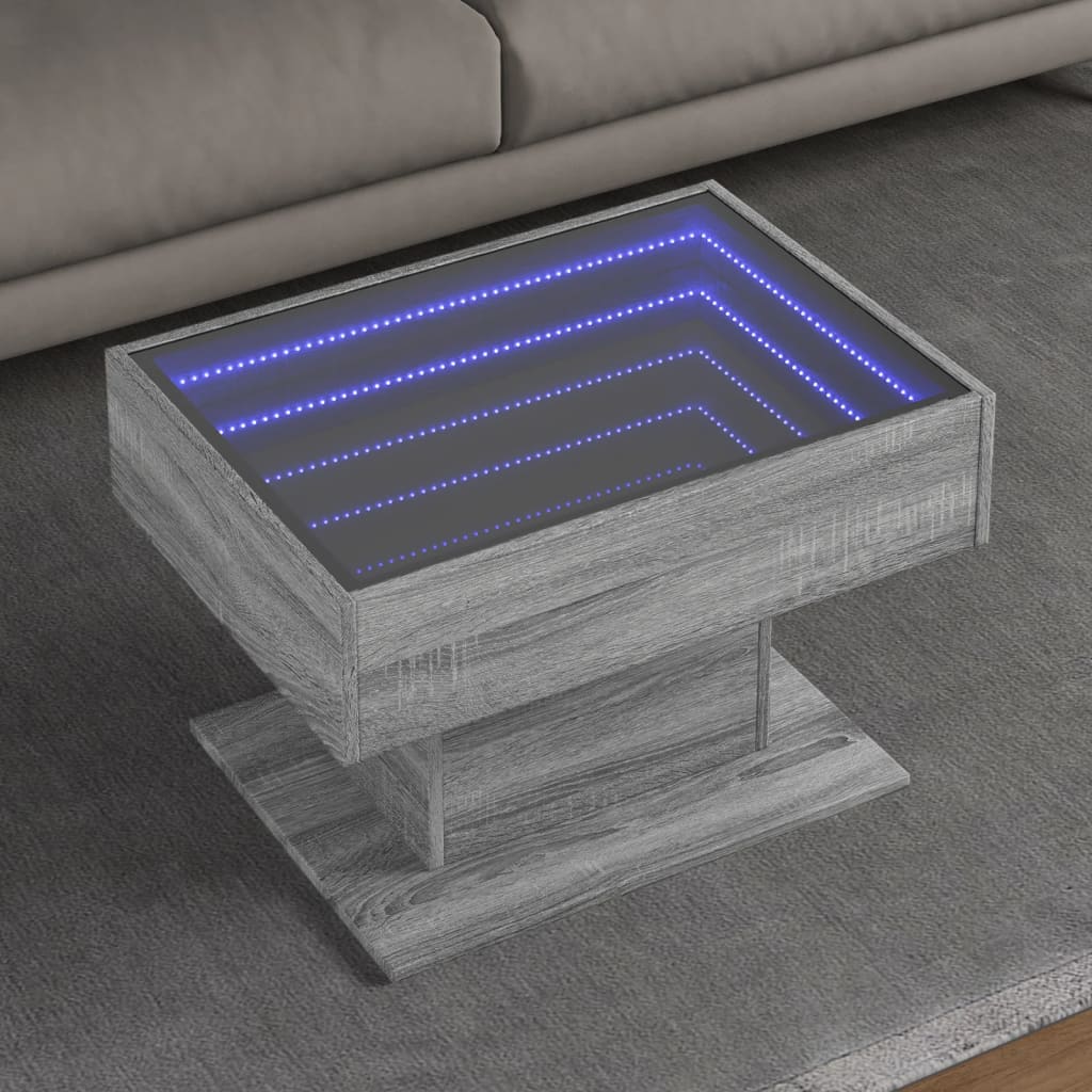 Table basse LED gris Sonoma 70x50x45 cm matière bois