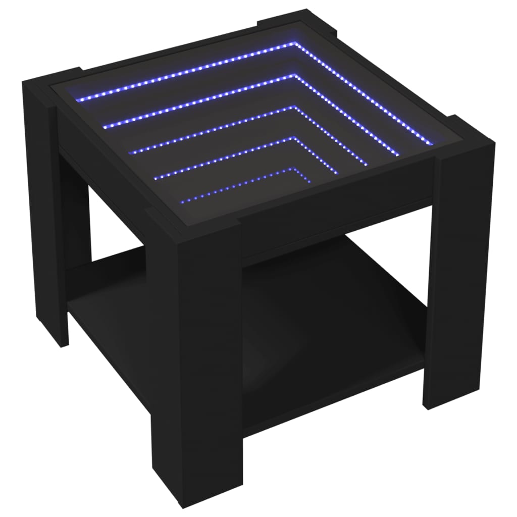 Table basse LED noire 53x53x45 cm en bois