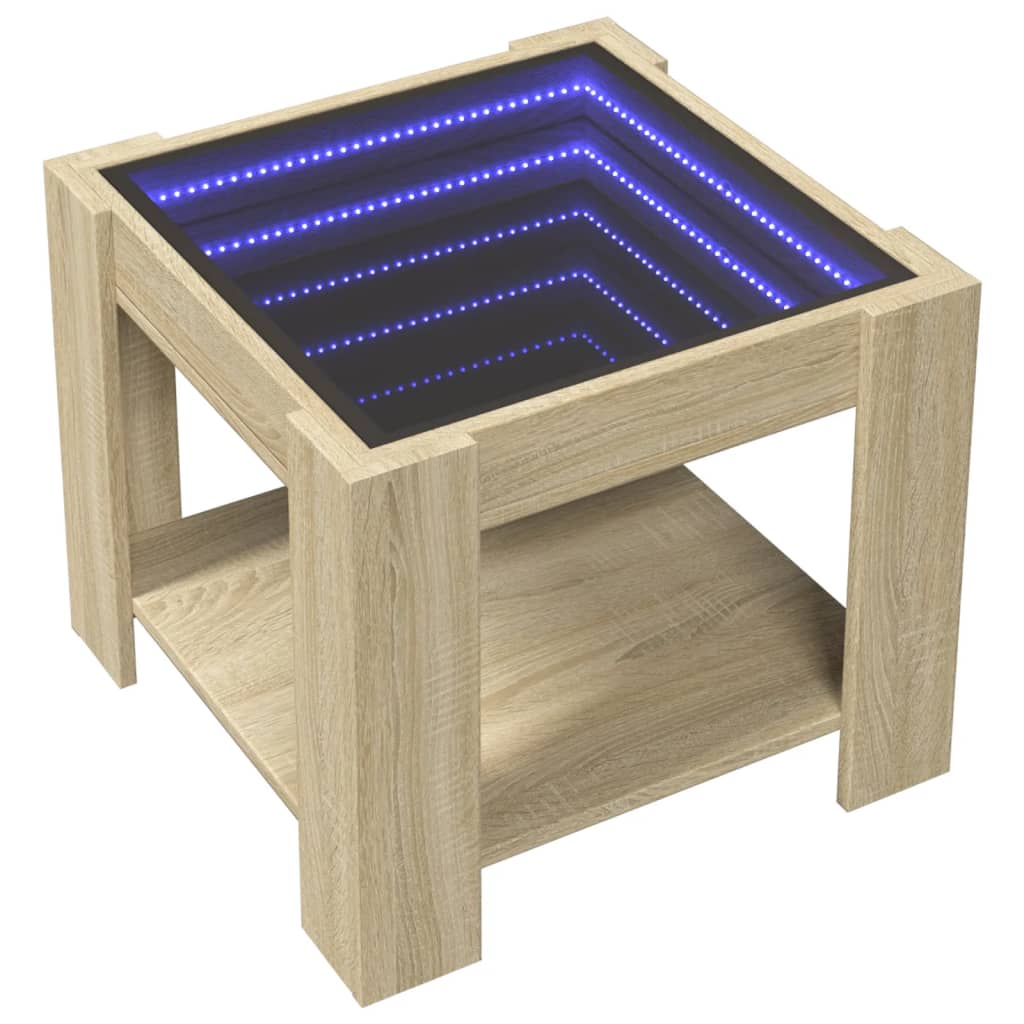 Table basse LED chêne Sonoma 53x53x45 cm en bois