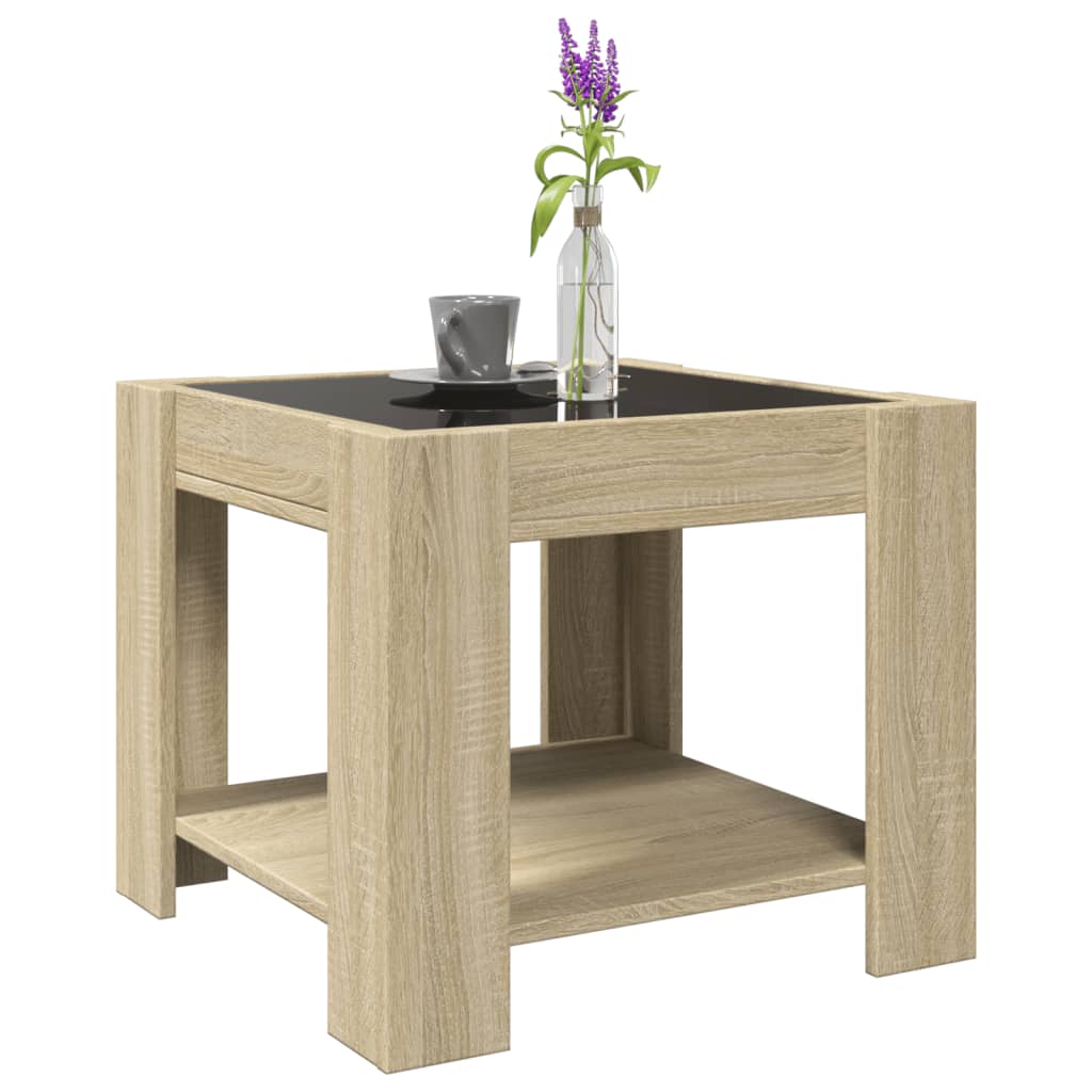 Table basse LED chêne Sonoma 53x53x45 cm en bois