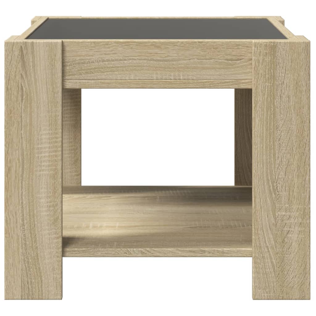 Table basse LED chêne Sonoma 53x53x45 cm en bois