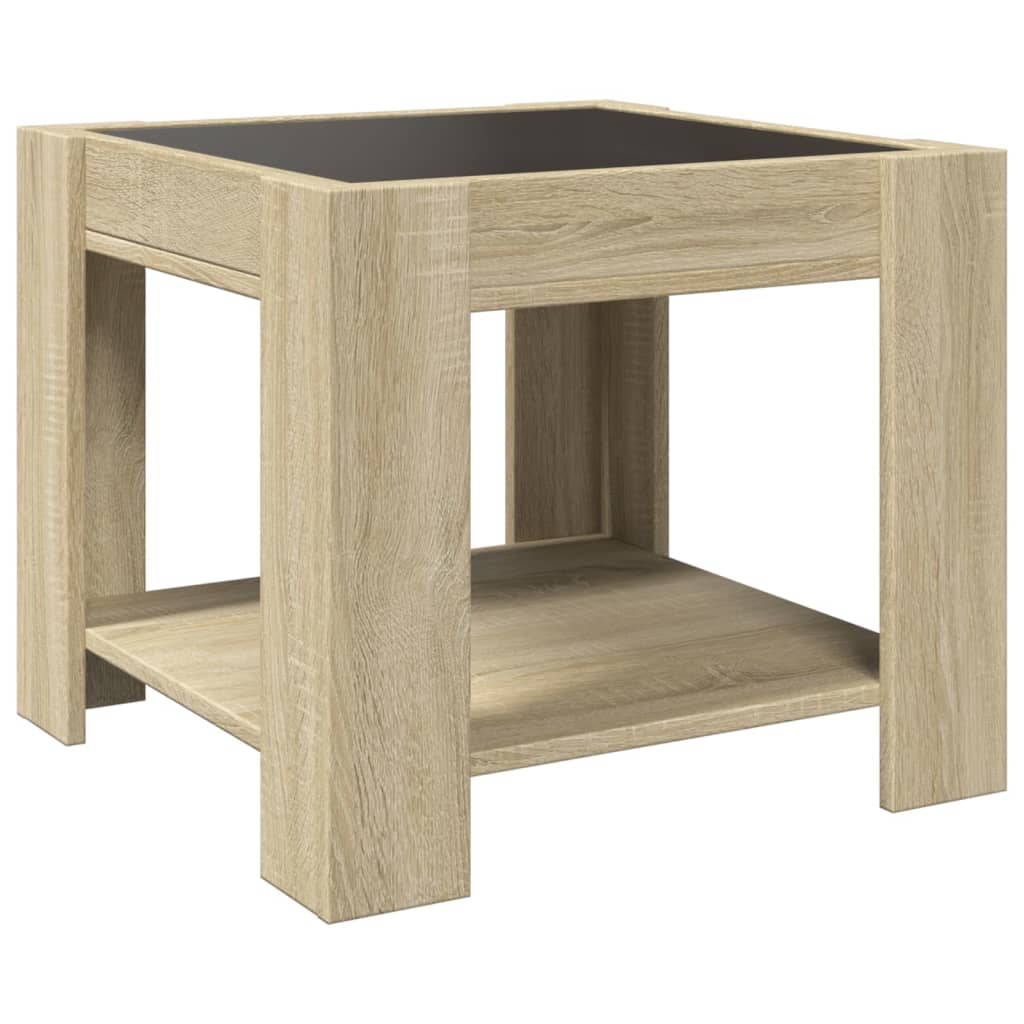 Table basse LED chêne Sonoma 53x53x45 cm en bois