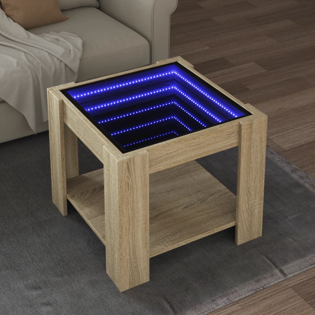 Table basse LED chêne Sonoma 53x53x45 cm en bois