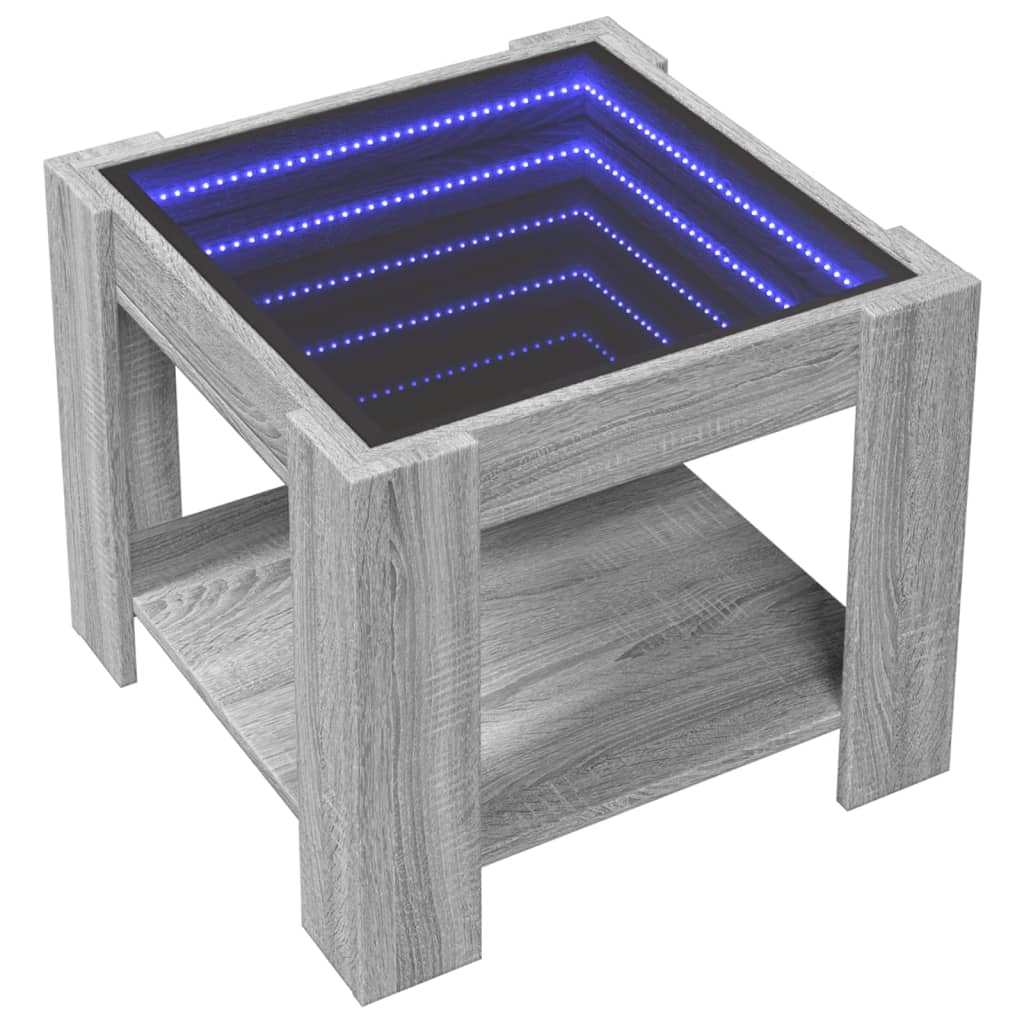 Table basse LED grise Sonoma 53x53x45 cm en bois