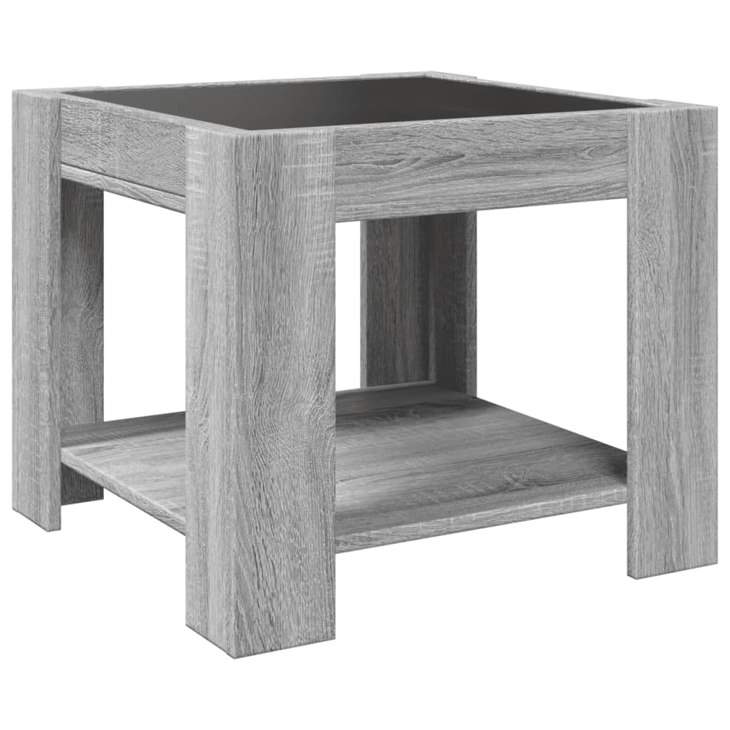 Table basse LED grise Sonoma 53x53x45 cm en bois