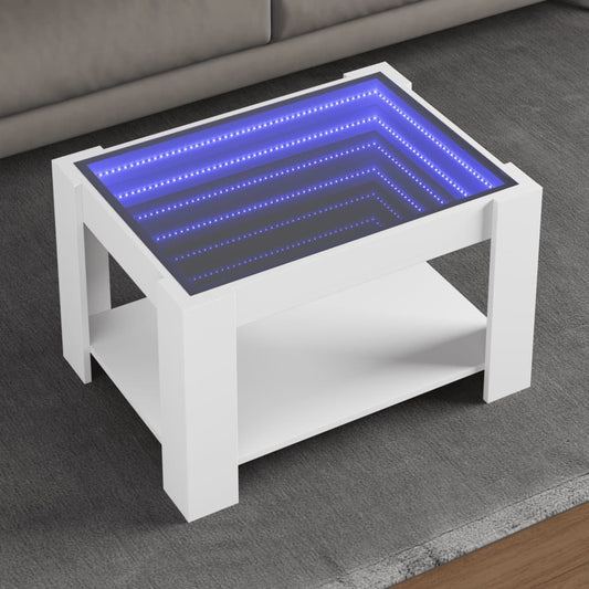 Coffee table with LED lights White 73x53x45 cm Wood material