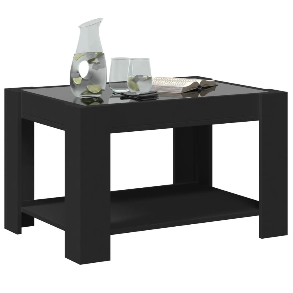 Table basse LED noire 73x53x45 cm en bois