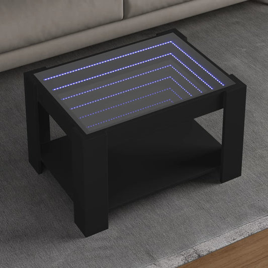 Table basse LED noire 73x53x45 cm en bois