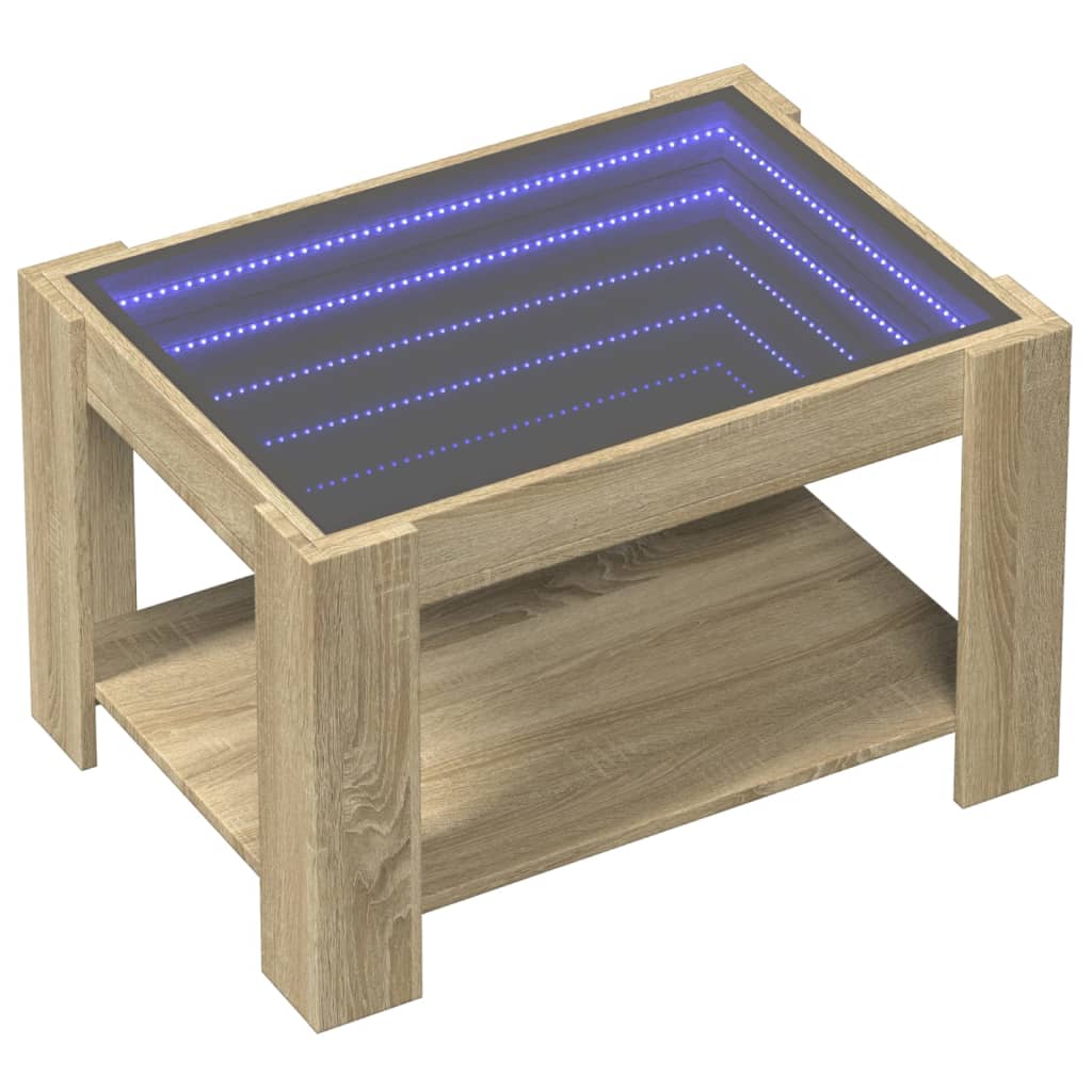 Table basse LED Chêne Sonoma 73x53x45 cm en bois