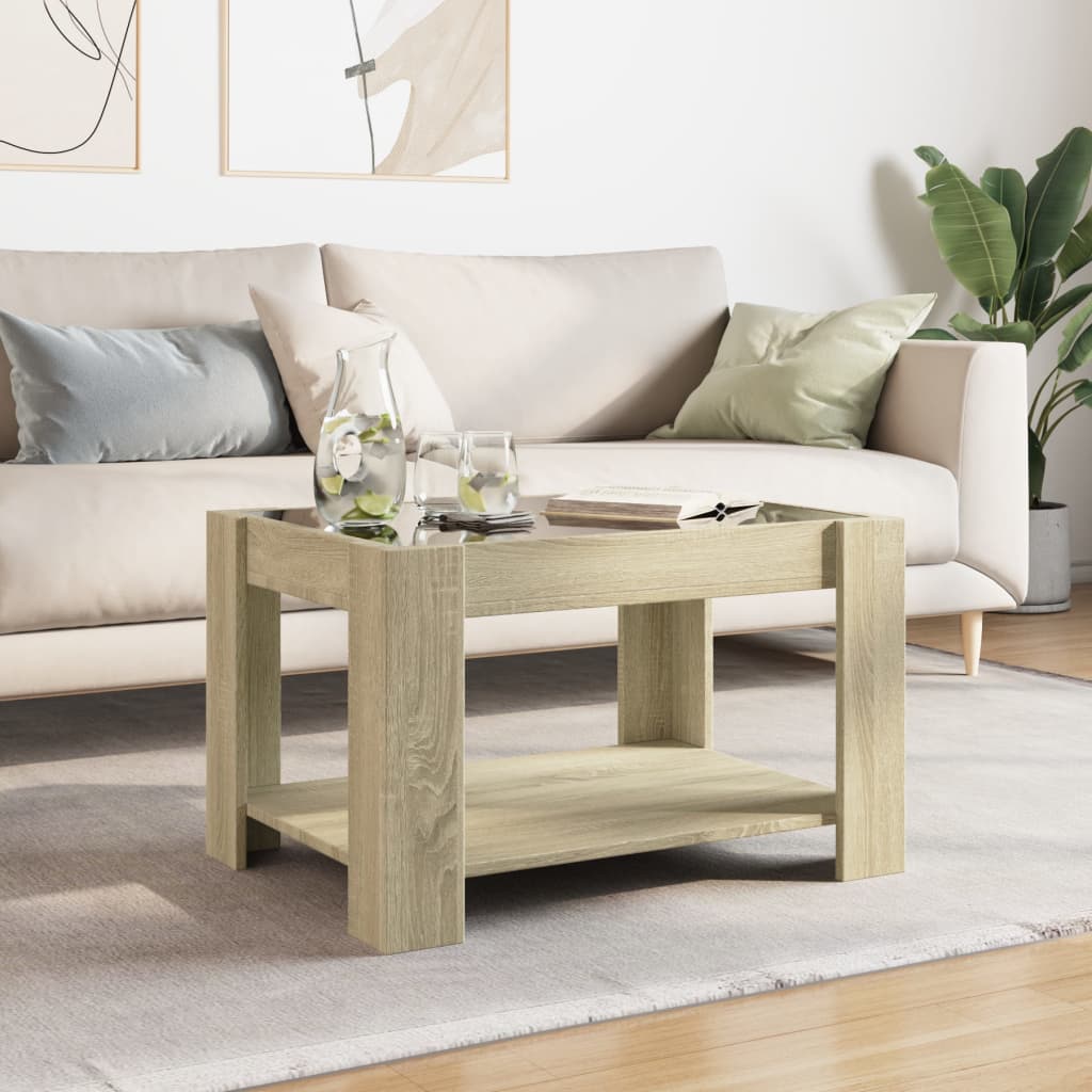 LED-Couchtisch Sonoma Eiche 73x53x45 cm Holzwerkstoff