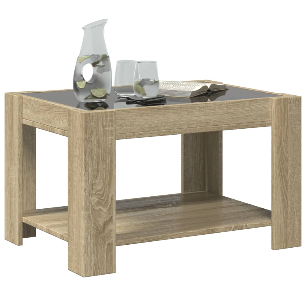 Table basse LED Chêne Sonoma 73x53x45 cm en bois