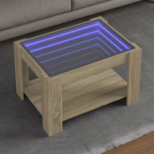 Table basse LED Chêne Sonoma 73x53x45 cm en bois