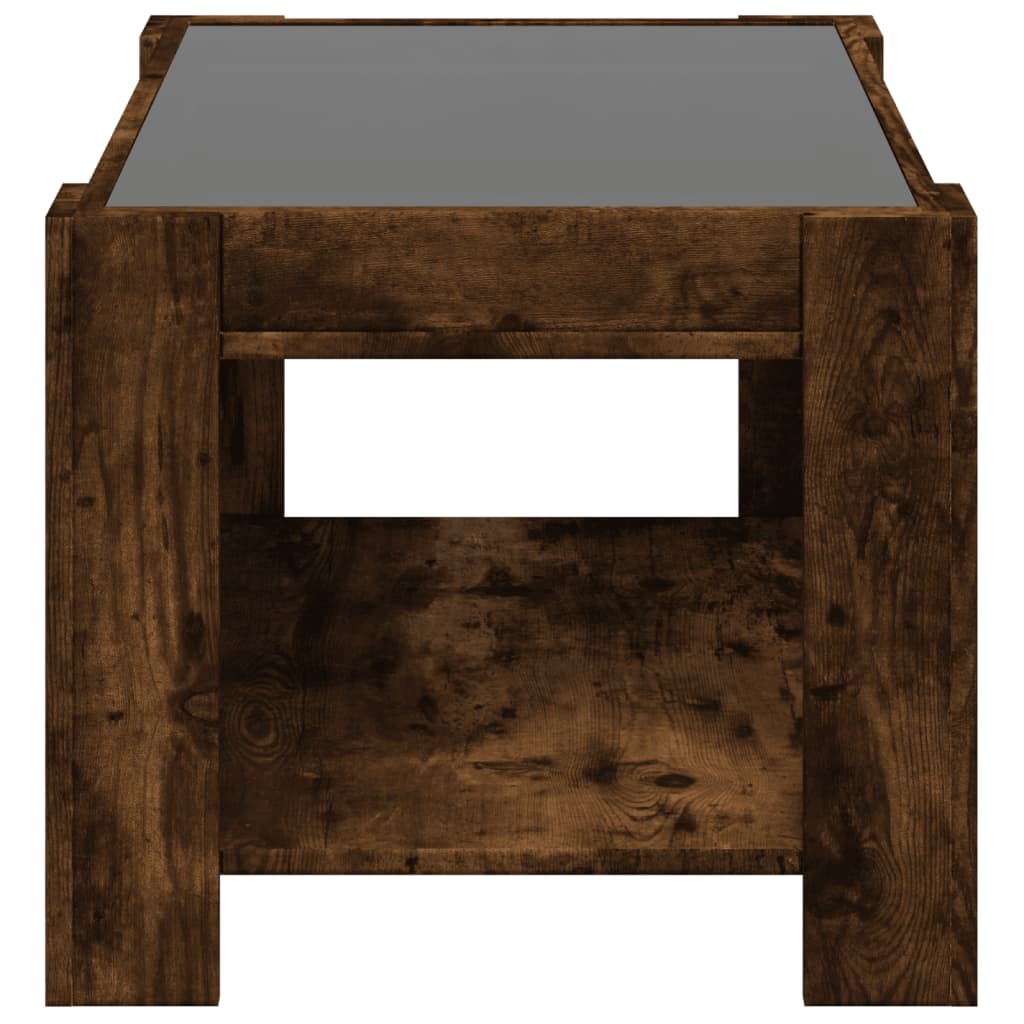 Table basse LED chêne fumé 73x53x45 cm matériau bois