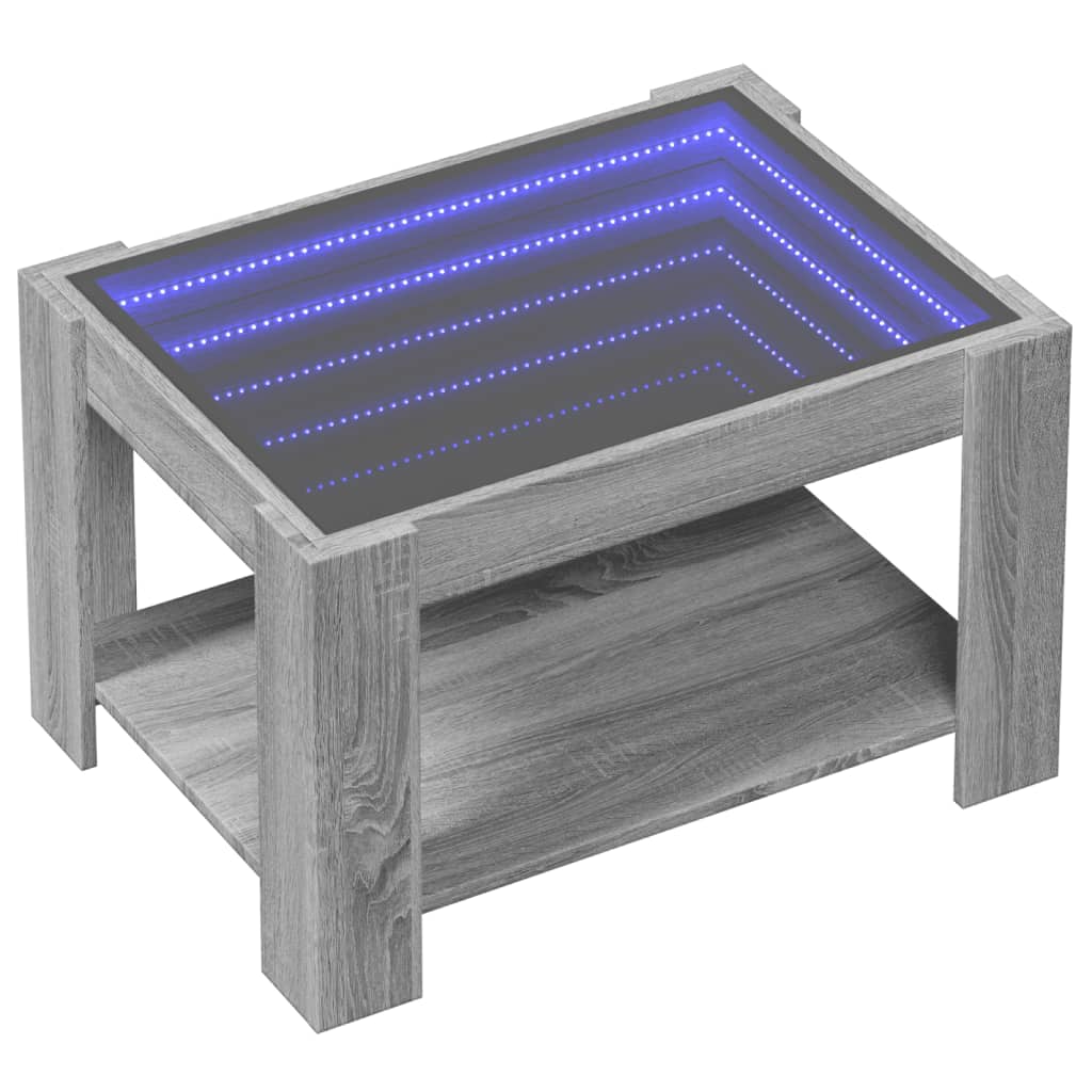 Table basse LED grise Sonoma 73x53x45 cm en bois